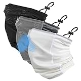 3 Pcs Adjustable Cooling Neck Gaiter Breathable Balaclava Face Mask with Mesh Holes Strap UV Protection Neck Cover for Men(Black, Gray, White)