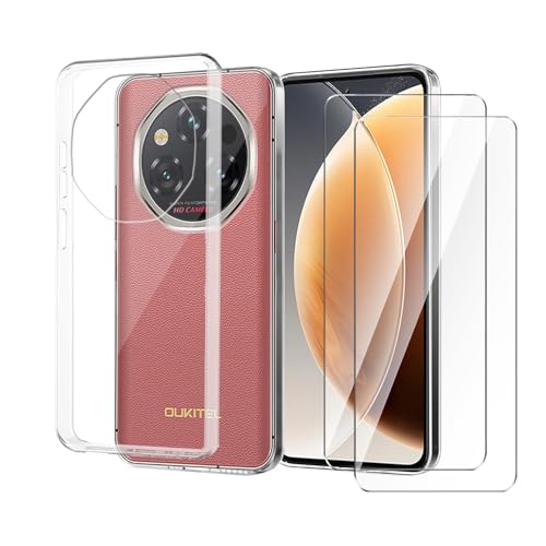 Wanglaism Handyhülle Kompatibel mit Oukitel WP210 hülle mit 2 Stück Schutzfolie Gehärtetes Glas - Transparent Weiches Silikon stoßfest Schutzhülle Tasche