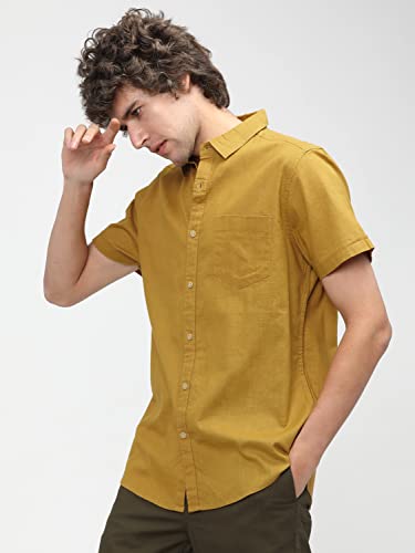 Image of Ketch Men's Cotton Slim Fit Solid Half Sleeve Shirt