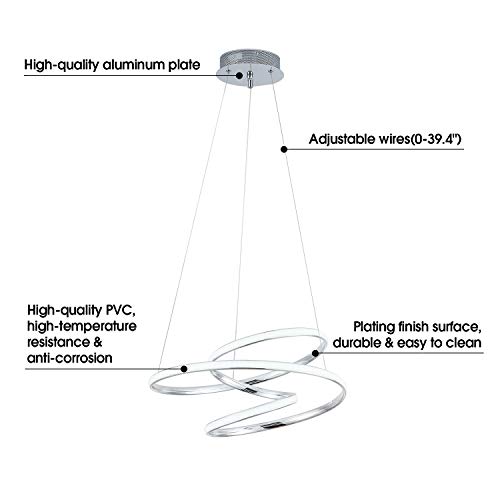 Chying Modern Pendant Light With Irregular Ring Lights Dimmable 3000K-6500K 40W Led Adjustable Chandelier 39.4 Inch Ceiling Light Fixture For Foyer Living Room Bedroom Dining Room #TOP4
