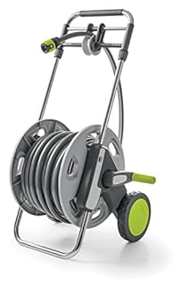 G.F. SRL, CONCEPT EASY GUIDE, carrello avvolgitubo in plastica e metallo, con SISTEMA GUIDA-TUBO, 30 m di tubo per l'irrigazione Ø 5/8", pistola multigetto e raccordi. Prodotto in Italia.