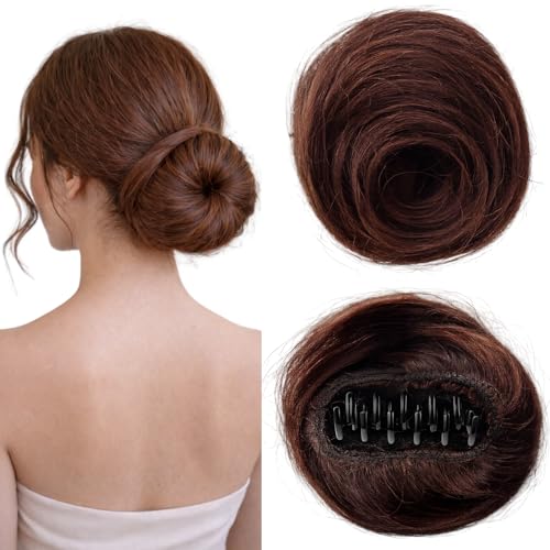 Image of Hair Bun for Women-100% Natural Real Human Hair Extension | Clutcher Hair bun for Women and Hairs Volumizer Easy-To-Wear Hair's Clutcher for Women-Trendy Look (Brown)