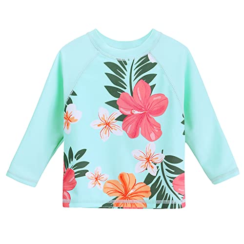 Image of XFGIRLS Girls 2-Piece Swimsuit Long Sleeve Rash Guard Set Toddler 6M-8Y | UPF 50+ blocks 98% UV, Quick-dry, Easy on /off, Bright colors stand out, Machine wash, Breathable, Beach, swim, water park