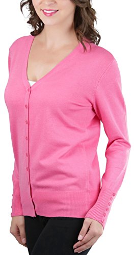 Image of ToBeInStyle Women's Long Sleeve Button Down V-Neck Cardigan