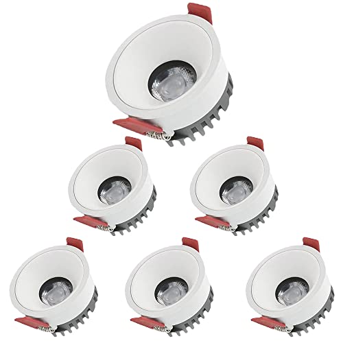 6 focos LED empotrables con r y anslumbrante, Ajustables, con Globo Ocular, 3000K | 4000K | 6000K, instalación Sencilla, sin Parpadeo, 10 W - 3000K