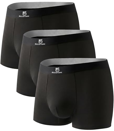 GLESTORE Mens Underwear Trunks Pack Modal Underwear for Men with Pouch Moisture Wicking Black&White 2XL