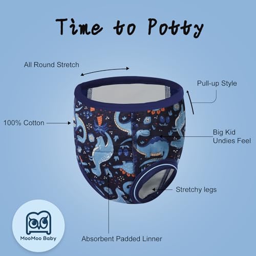 Image of MooMoo Baby Potty Training Underwear Absorbent Toddler Training Pants for Boys 10 Packs Cotton Pee Pants 2T