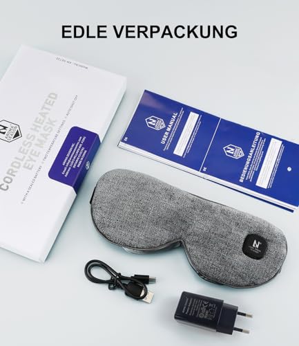 AROMA SEASON Wärmebrille mit Akku ohne Kabel zur Linderung von trockenen Augen, Gerstenkorn, Blepharitis | Waschbar und wiederaufladbar | grau