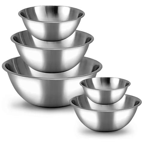 GARUET 5-Piece Stainless Steel Mixing Bowl Set Cover