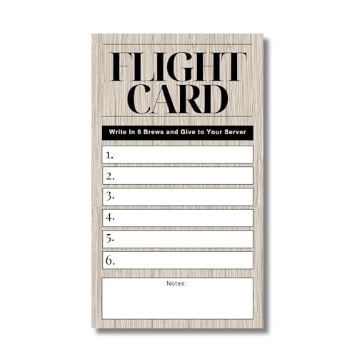 Tasting Flight Cards | 3.5 x 6 Inches | 500 Pack | Wood Grain | 6 Pour Beer Flight Tasting Notes Cards | Fits Standard Flight Paddles