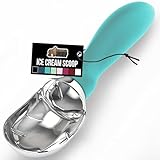 GORILLA GRIP BPA-Free Heavy Duty Ice Cream Scoop, Comfortable Ergonomic Handle, Professional Grade Scooper, Perfect Round Scoops, Spoon Frozen Hard Gelato Sorbet Cookie Dough, Kitchen Tool, Turquoise