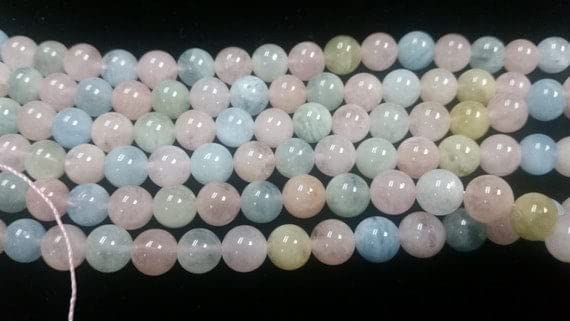Morganite perles rondes lisses 8mm LKBEADS pour création bijoux fil de 19cm