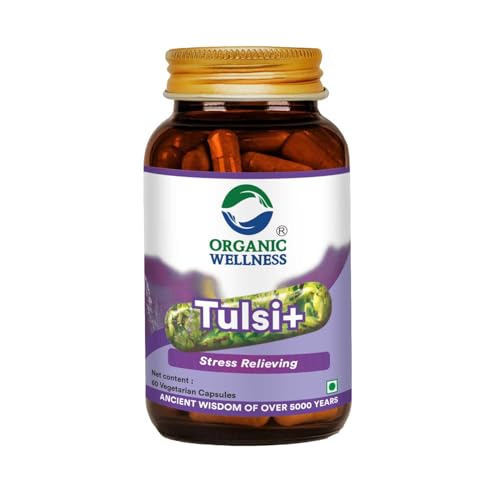 Image of Organic Wellness Tulsi Stress Reliving Supplement For Respiratory Wellness Provides Relief In Cough & Cold Stamina Boosts Immunity Prevents Chronic Disease 100% Organic (60 N Veg Capsules)