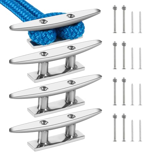 BALAVA 4 Inch Boat Cleats,316 Stainless Steel Dock Cleats,Open Base Rope Cleats,Cleat for Boat,Boat...