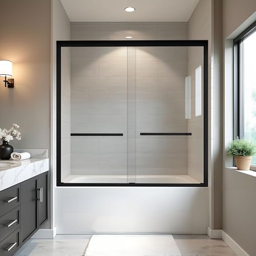 BoBliss 56-60 in.W x 58 in.H Semi-Frameless Double Sliding Tub