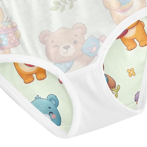 Cute Cartoon Brown Bears Beige Little Girl Panties Toddler Underwear Floral Cotton Fun Briefs Girls Undies 2t 5