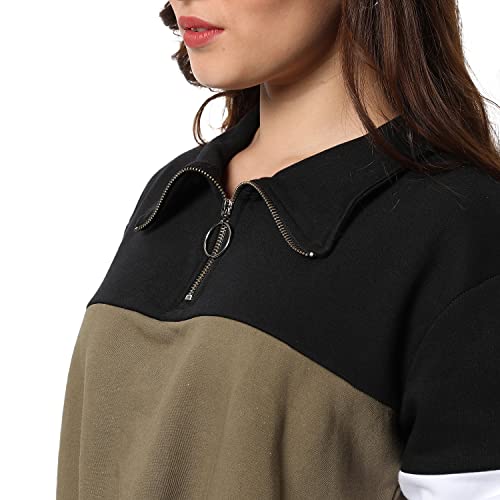 Image of PINACOLADA Women Cotton Zipper Sweatshirt Relaxed Fit for Casual Wear | Full Sleeves | Stylish Sweatshirt Crafted with Comfort Fit and High Performance for Everyday Wear