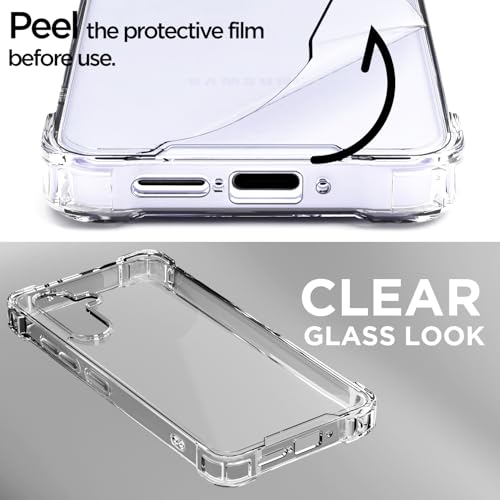Image of Amazon Basics Back Cover for Samsung Galaxy A36 5G PC + TPU Clear Transparent Raised Edges Shockproof Protective Phone Bumper Case(Transparent)