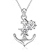 YFN 925 Sterling Silver Two-tone Ship Anchor Rudder Pendant Necklace Jewelry For Women Girls
