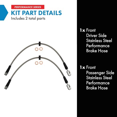 Image of TRQ Front Performance Brake Hose Set Compatible with 1998-2010 Volkswagen Beetle 1999-2006 Golf 1999-2005 Jetta