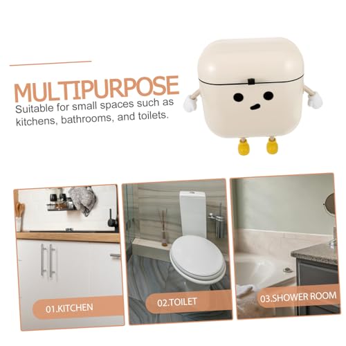 Caneca de basura rectangular beige para cocina miniatura 3