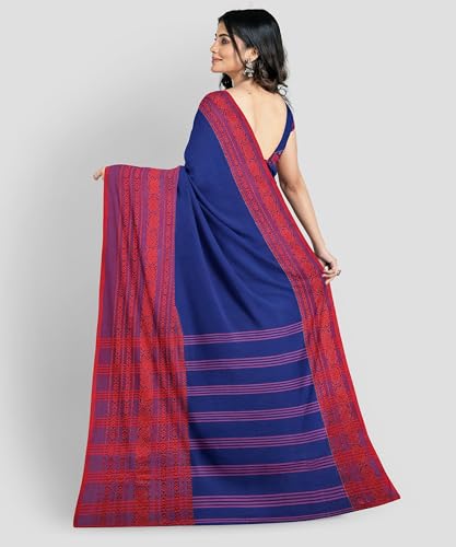 Image of eC ESHA'S COLLECTION Women's Cotton Blend Begumpuri Handloom Saree With Unstitched Running Blouse Piece