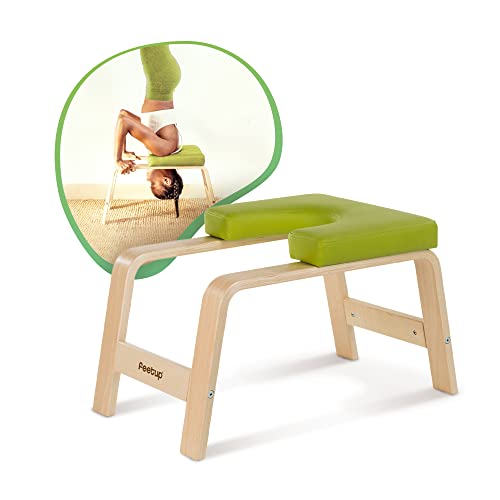 FeetUp - The Original Yoga Headstand Bench, Vegan Handstand Trainer Bench And Stand, Strength Training Inversion Equipment for Relaxation & Strength, Includes App & Starter Kit, Green