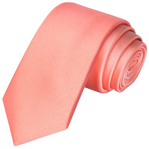 KissTies 2.4'' Skinny Tie Peach Necktie Slim Apricot Wedding Ties + Gift Box