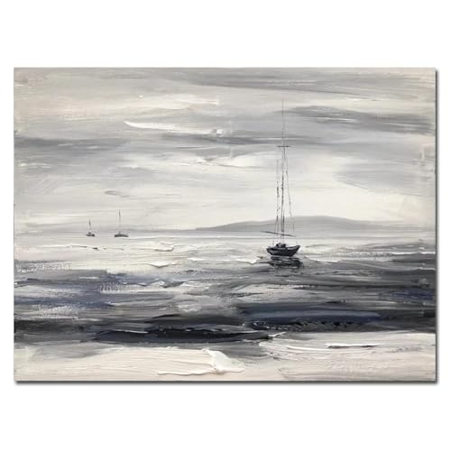 Peinture au couteau salon pour une deco moderne de bateau abstrait 50x70cm - 2