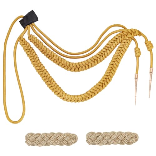 Épaulettes doré WEBEEDY avec aiguillette cordon tressé pour uniforme et costume