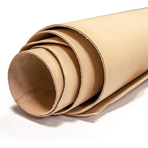 Realeather Veg Tan Double Shoulder Tooling Leather for Crafting, 4-5oz, Natural Cover