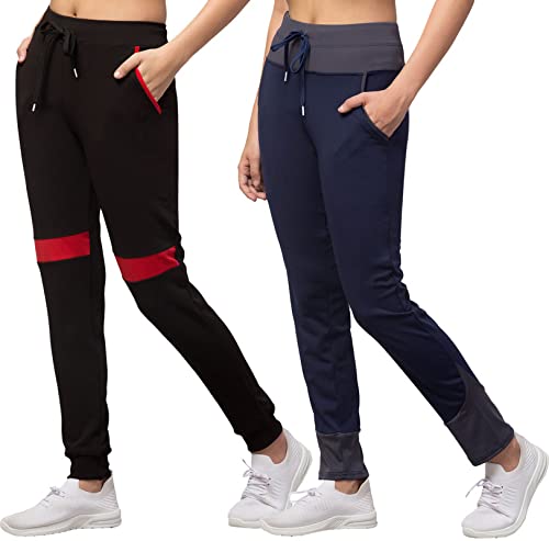 Image of BLUECON Women's Slim Fit Polyester Trackpants (Combo Pack of 2)