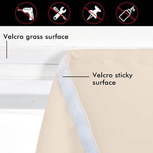 WingFly Blackout Door Curtains Sticker Privacy French Door Curtains 26x68 Inch Room Darkening Curtains for Glass Door Thermal Insulated Tie Up Shades Window Curtains Beige 2PC - Image 3