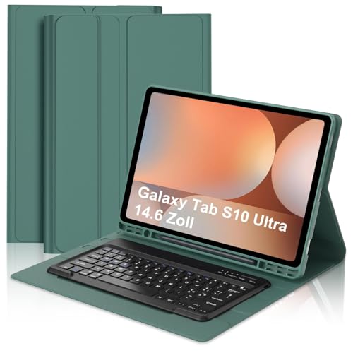 Image of Keyboard Case for Samsung Galaxy Tab S10 Ultra / S9 Ultra / S8 Ultra 14.6 inch, Smart Magnetic Detachable Wireless Bluetooth Keyboard, Slim Protective Folio Case with S Pen Holder, Auto Sleep /Wake, 6