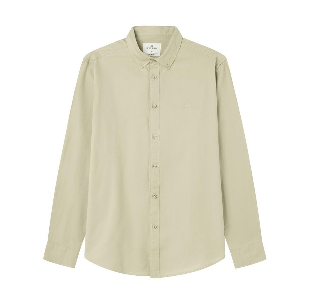 SPRINGFIELD Shirt Structure Garment Diyed Man, Green Tea, S