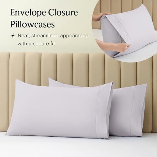 Image of LuxClub 5 PC Sheet Set Bed Sheets Deep Pockets 16 inch Eco Friendly Wrinkle Free Cooling Machine Washable Hotel Bedding Silky Soft - Dove Gray Split King