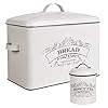 nonacasa Farmhouse Bread Box, Extra Large Bread Storage Container with Matching Biscuit Tin in White Metal, Bread Boxes For Kitchen Counter (Vintage Styling)