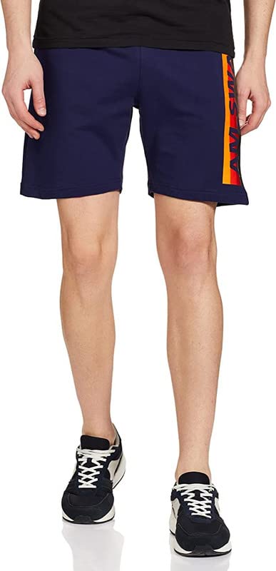 Image of AM SWAN Mens Premium Cotton Colourblocked Printed Stylish Comfort Knee Length Shorts