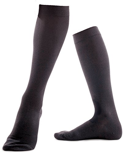 Chaussettes de contention haute genou UNISEX Pour Hommes et Femmes compression médical 1e classe(18-21 mmHg) Professionnelle soutien lors des vols ou voyages Anti-thrombose Anti varices Noir X-Large Cover
