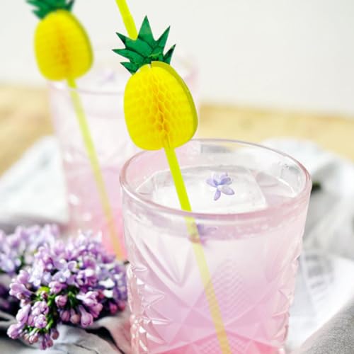 Pitillos plásticos desechables con forma de piña amarillo miniatura 5