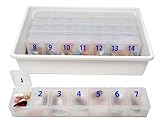 XL Monthly 31 Day Pill Organizer Five Individual Weekly Organizers and Pill Box Storage Tray (White)