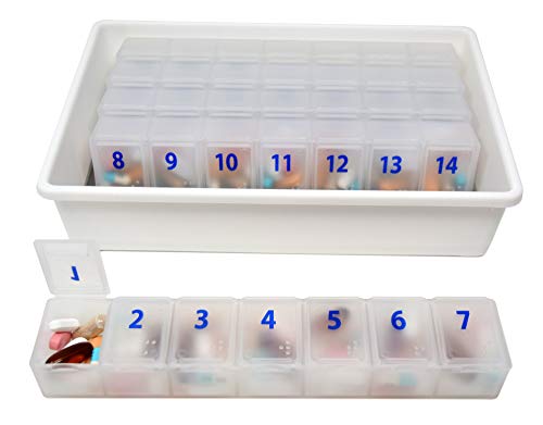 Xl Monthly 31 Day Pill Organizer Five Individual Weekly Organizers And Pill Box Storage Tray (White) Bpa Free #TOP4