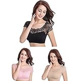 DRESHOW Lace Bralette Tank Tops Wireless Bra Lace Crop Top Padded Stretch Spaghetti Thin Strap Yoga Sports Bra for Women 92.5-165 Lbs