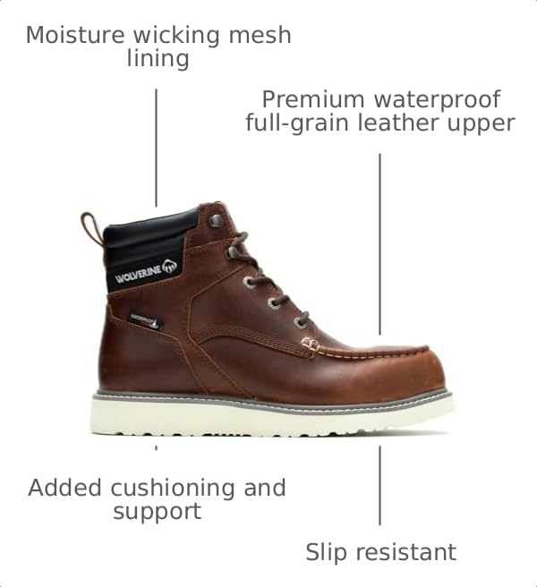 Image of Wolverine Men's Trade Wedge 6 inch Moc Toe Steel Toe Construction Boot