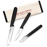 Professional 3 Piece Roll Knife Set, BBQ Knife Set, Knife Roll, Japanese Style Premium Stainless Steel Chef Knife Set, Kitchen Knife Set in One Set with Carrying Bag (Paring Knives Set)