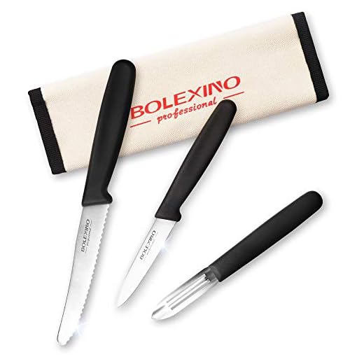 Professional 3 Piece Roll Knife Set, BBQ Knife Set, Knife Roll, Japanese Style Premium Stainless Steel Chef Knife Set, Kitchen Knife Set in One Set with Carrying Bag (Paring Knives Set)
