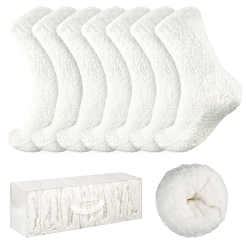 Image of Bulinlulu Fuzzy Socks with Grips Plush Sleep Cozy Winter Soft Hospital Fluffy Socks for Womens Mens Gifts