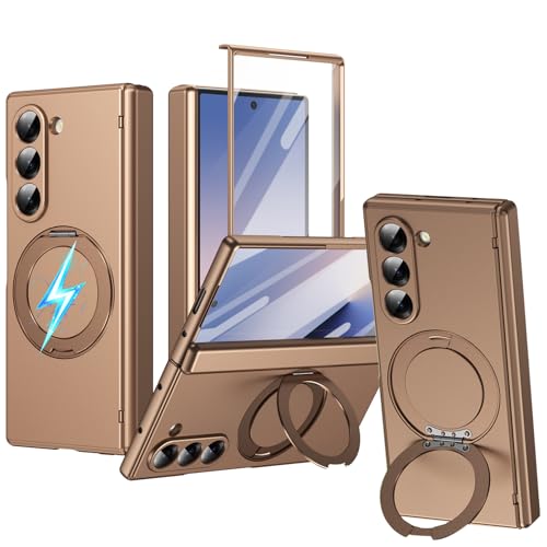 Coque Samsung Z Fold5 magnétique avec protection d'écran et charnière or