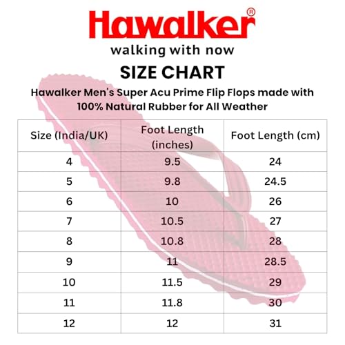Image of Hawalker Men's Super Acu Prime Flip Flops made with 100% Natural Rubber for All Weather | Comfortable Hawai chappals | Durable Slippers