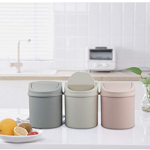 Mini caneca de basura de escritorio 2 litros con tapa basculante gris miniatura 6